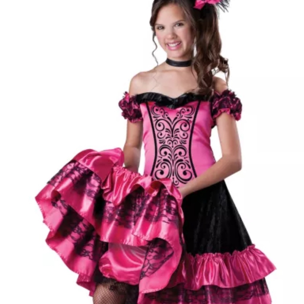 Spirit of Halloween Girls Can Can Dancer, Saloon Girl, Kids Costume, Colorful